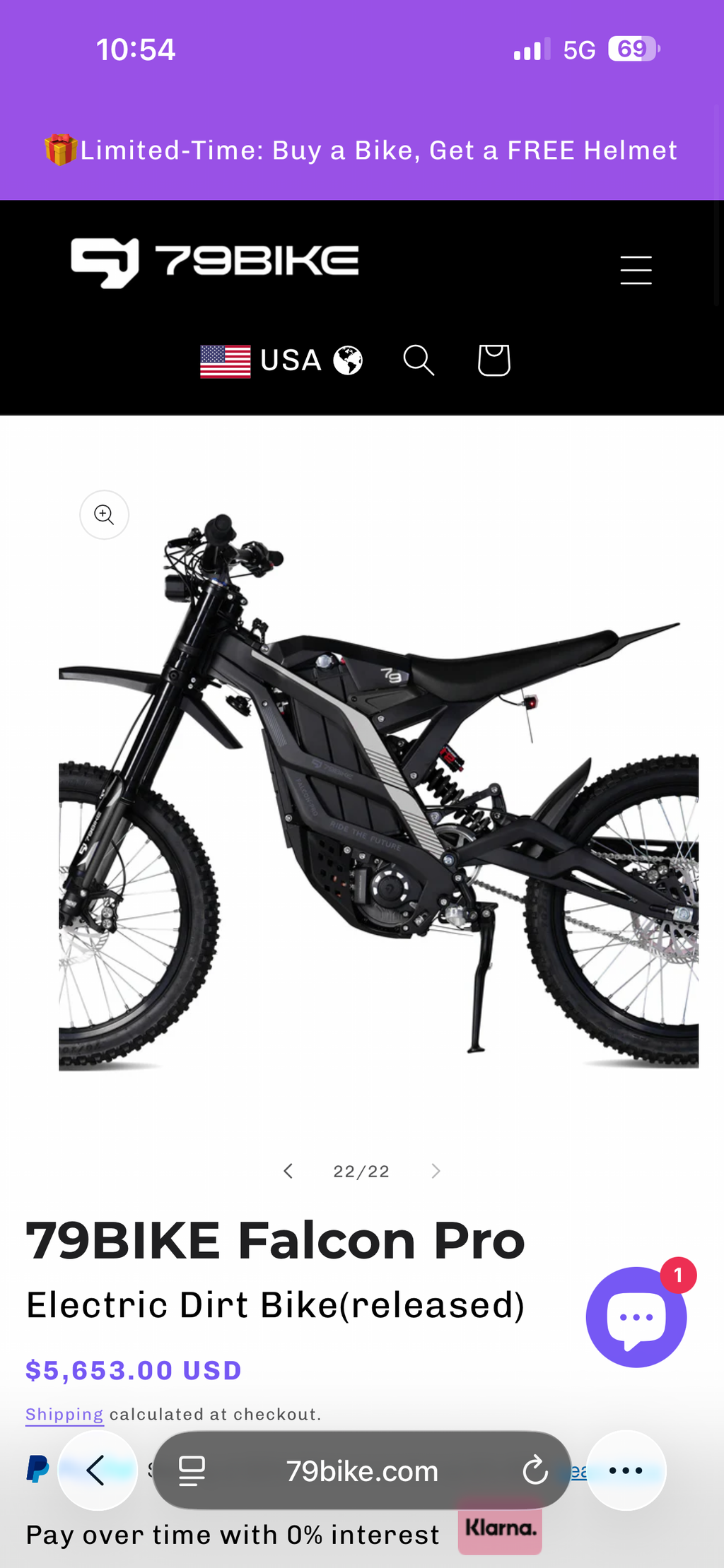 79BIKE Falcon Pro 72V 35Ah 10KW Peak Electric Dirt Bike