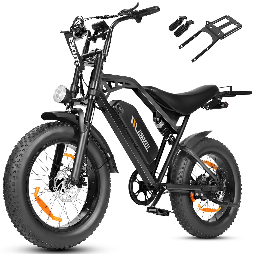 Eskute V202 Retro Electric Bike 250W 48V 20.8Ah | Full Suspension Fat Tire E-Bike